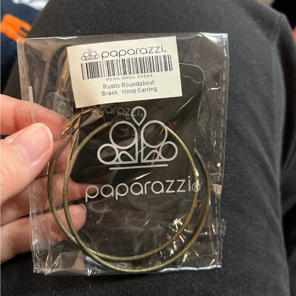 Paparazzi rustic roundabout brass hoop earrings